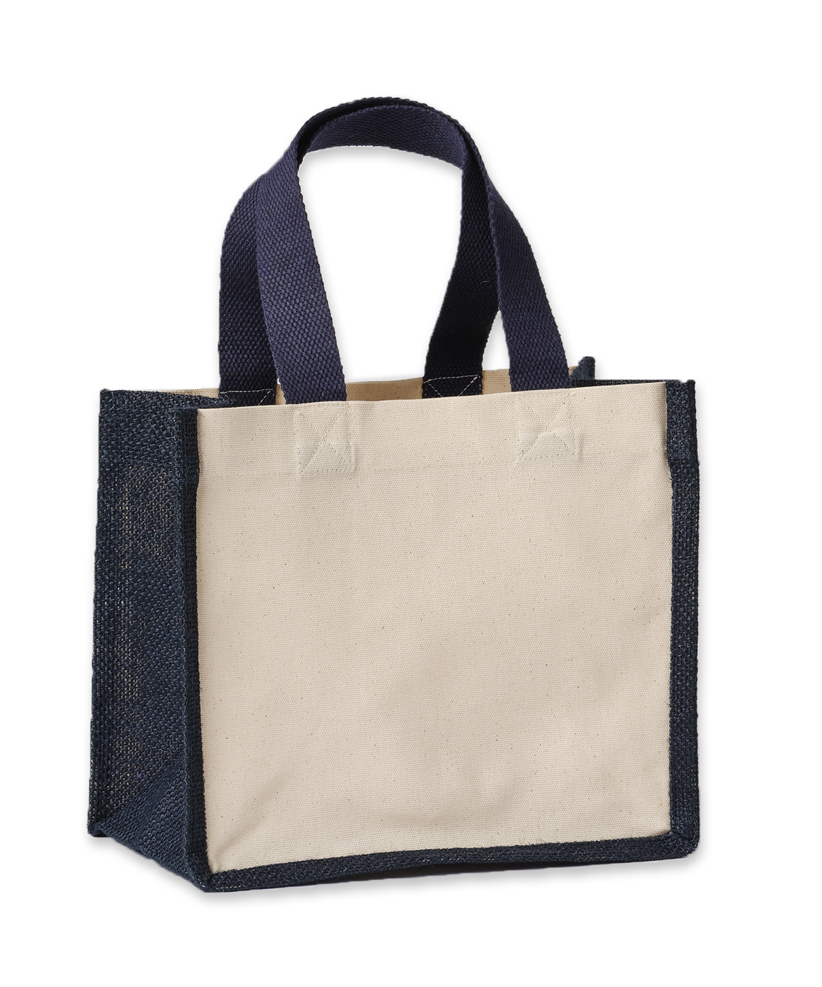Jute canvas panel shopper - Natural/French Navy