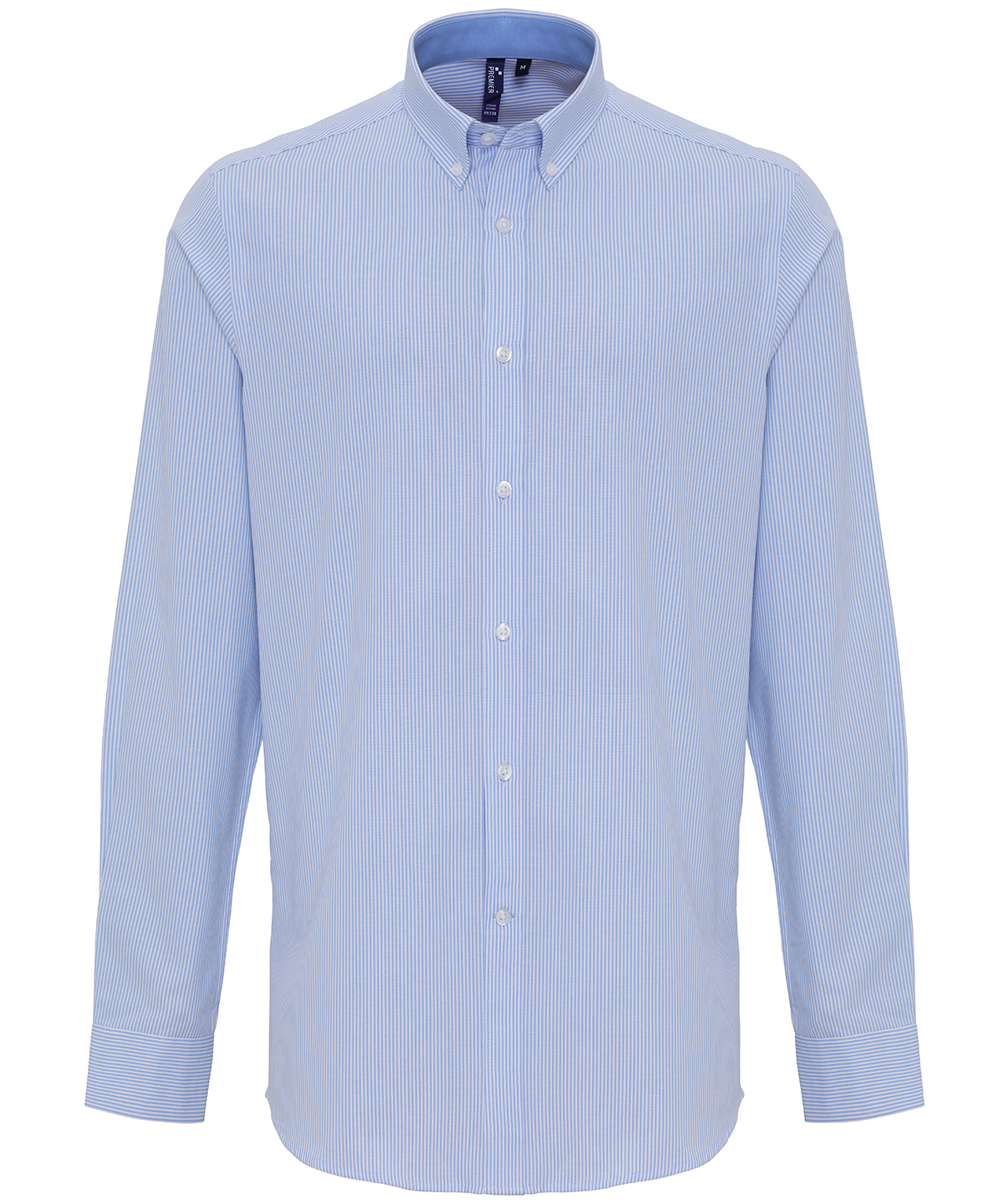 Premier Long Sleeve Striped Oxford Shirt - White/Light Blue