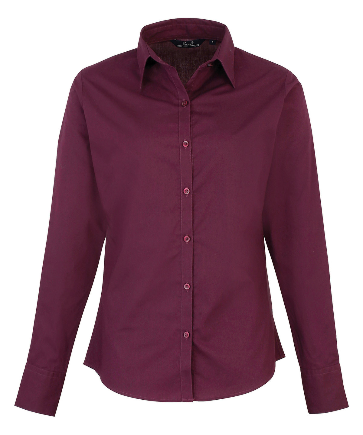 Premier Ladies Long Sleeve Poplin Blouse - Aubergine