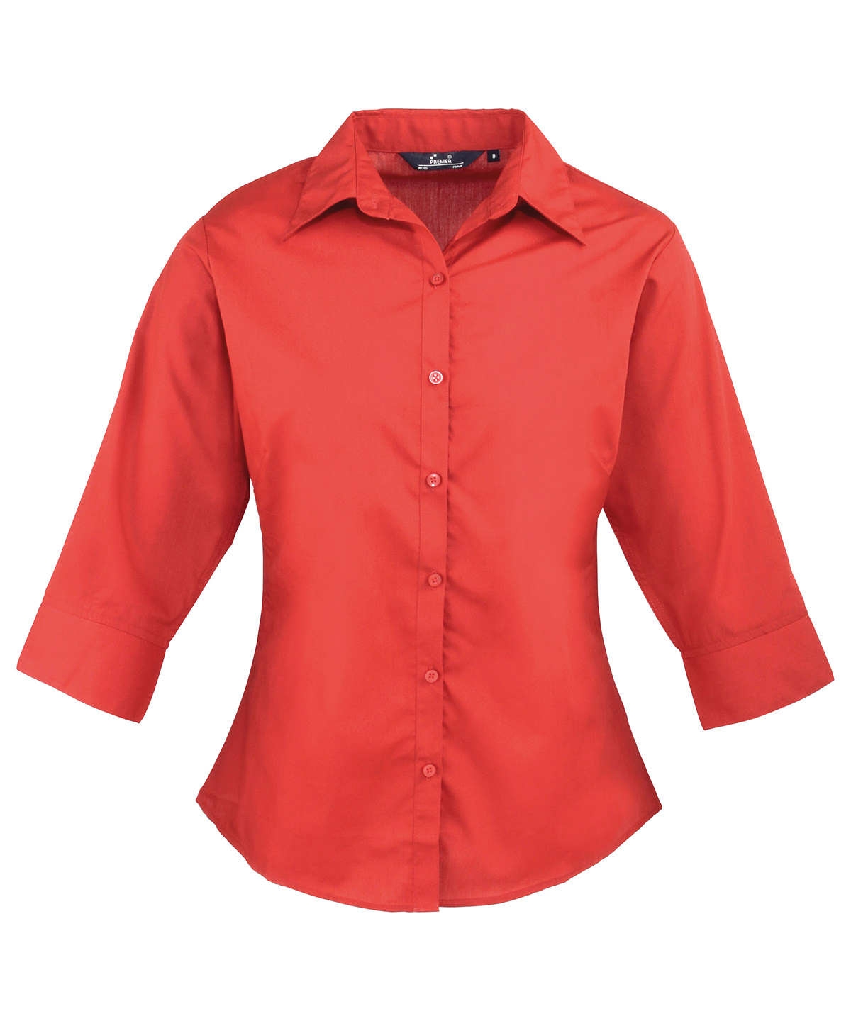 Premier Ladies 3/4 Sleeve Poplin Blouse - Red