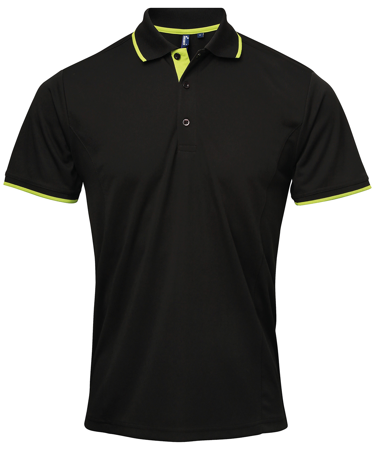 Premier Contrast Coolchecker® Piqué Polo Shirt - Black/Lime