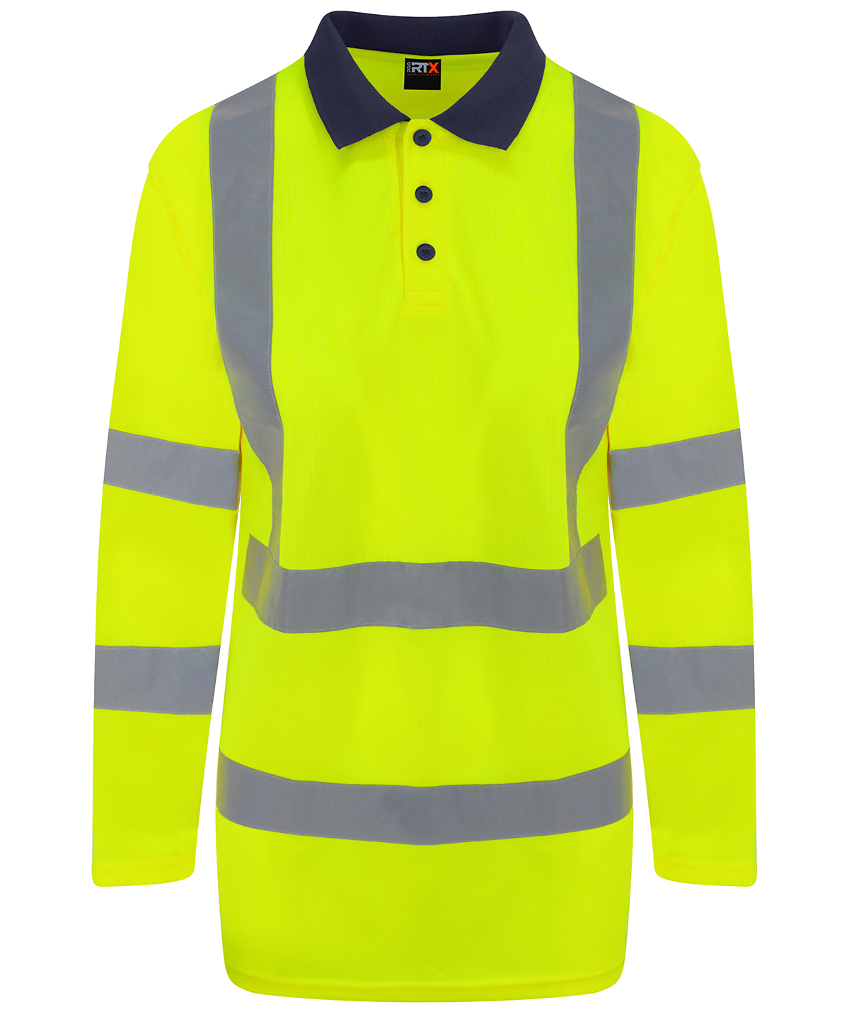 Pro RTX High Visibility Long Sleeve Polo Shirt - HV Yellow/Navy