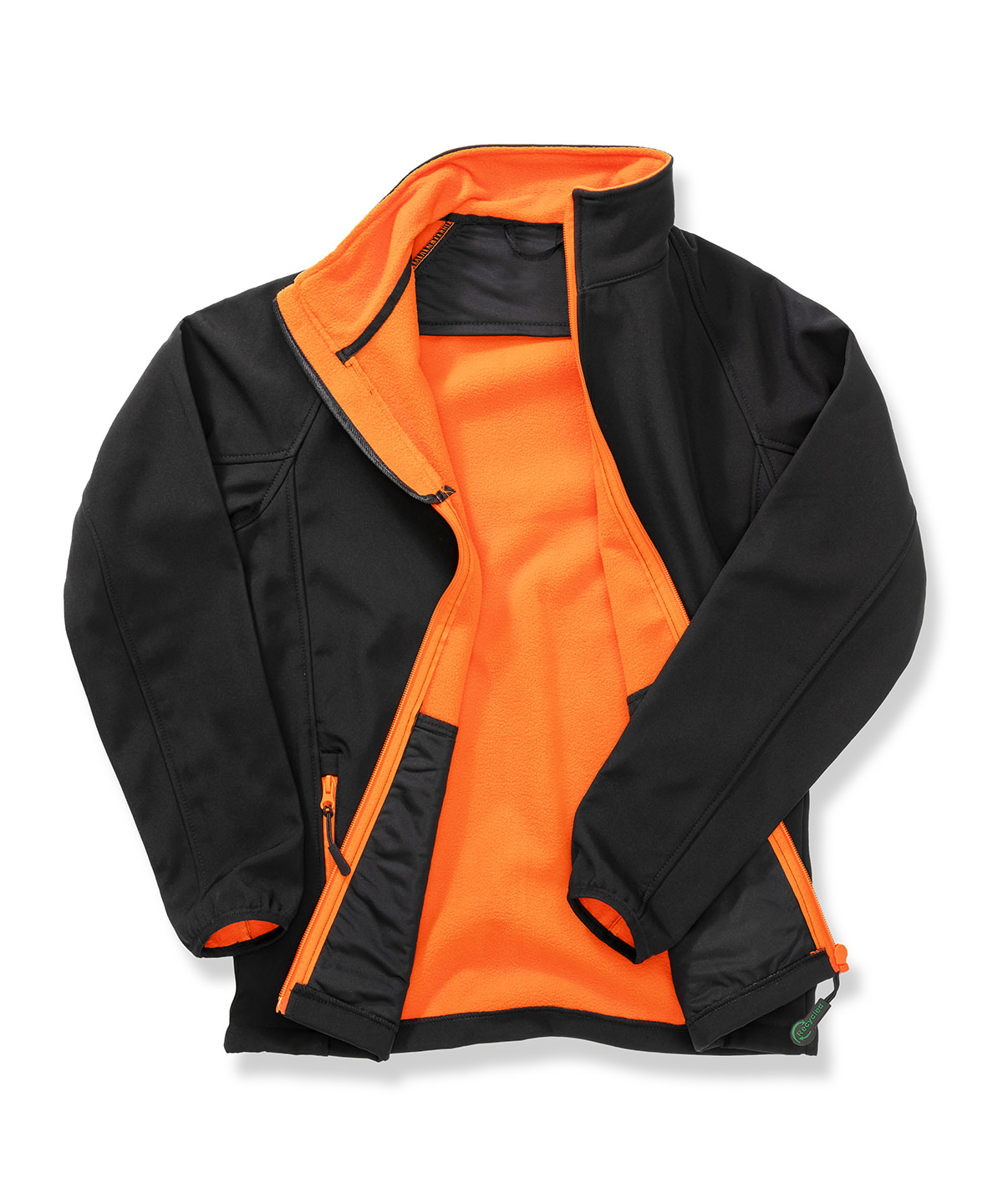 Womens printable softshell with recycled fleece inner - Black/Orange