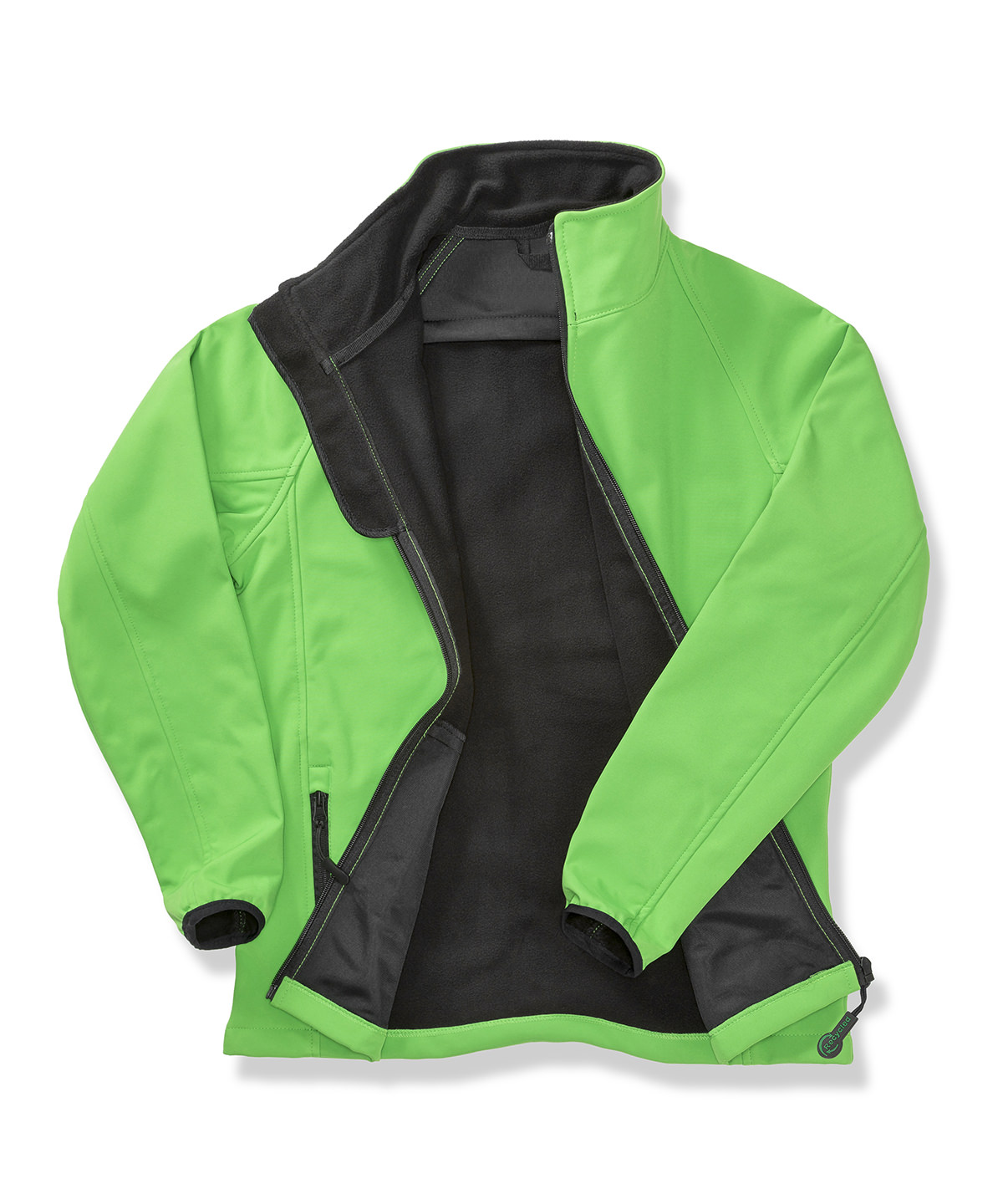 Womens printable softshell with recycled fleece inner - Vivid Green/Black