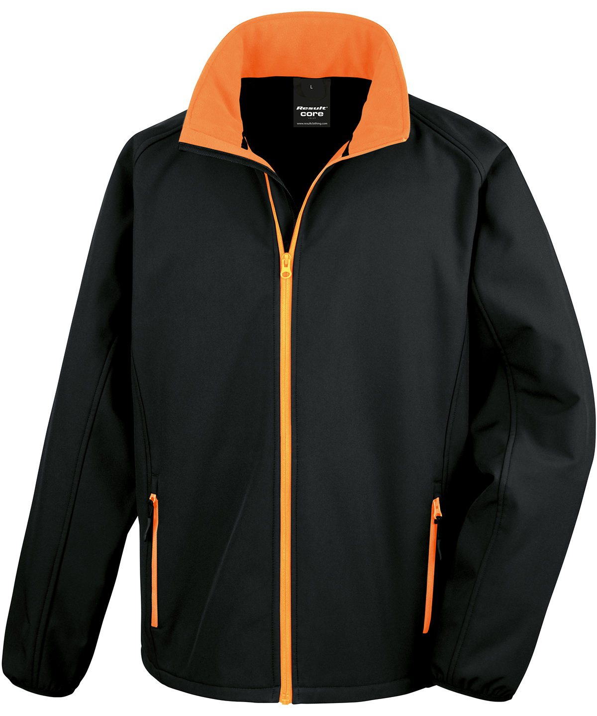 Printable softshell with recycled fleece inner - Black/Orange