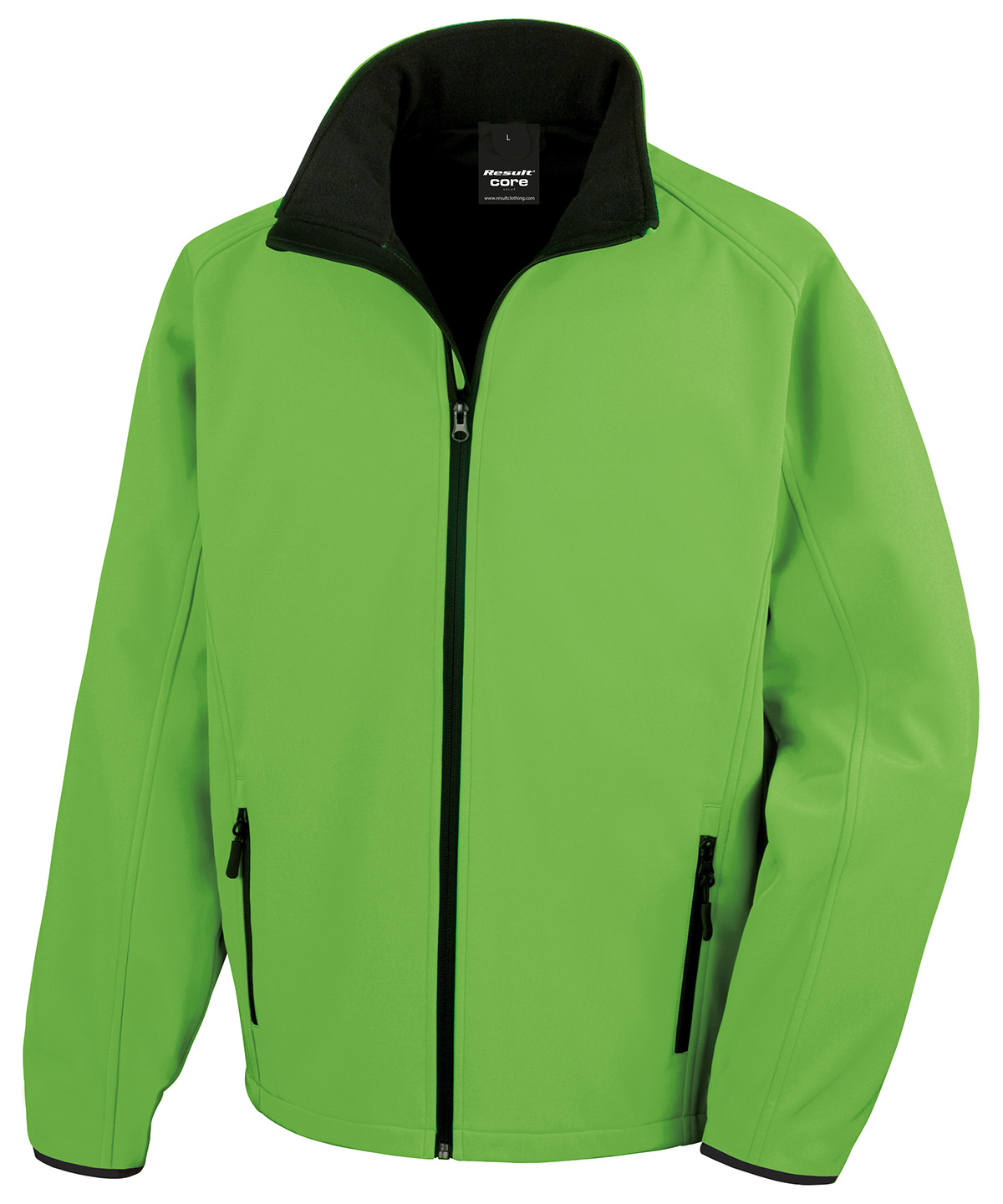 Printable softshell with recycled fleece inner - Vivid Green/Black