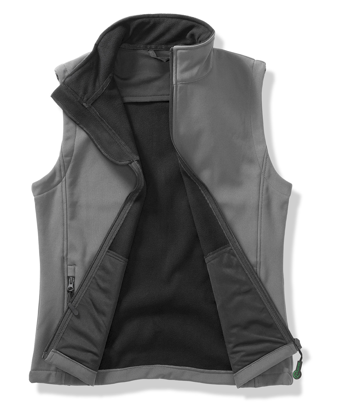 Womens printable softshell bodywarmer with recycled fleece inner - Charcoal/Black