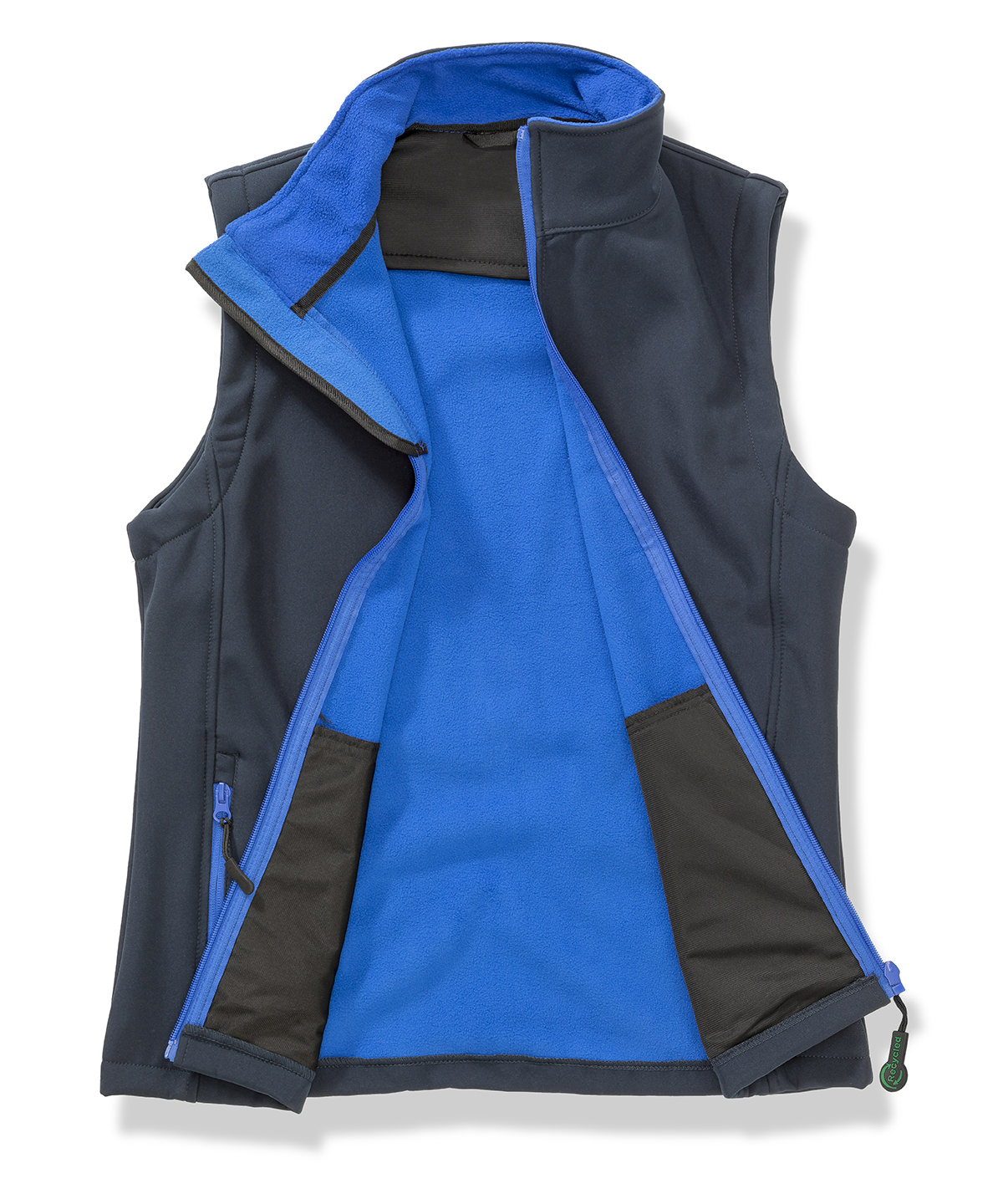 Womens printable softshell bodywarmer with recycled fleece inner - Navy/Royal