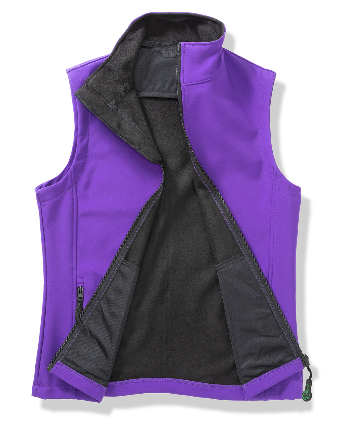 Womens printable softshell bodywarmer with recycled fleece inner - Purple/Black