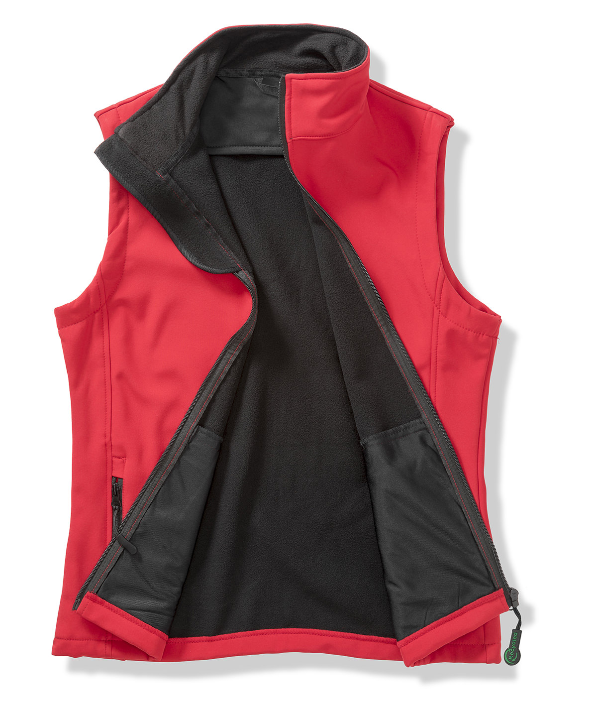 Womens printable softshell bodywarmer with recycled fleece inner - Red/Black