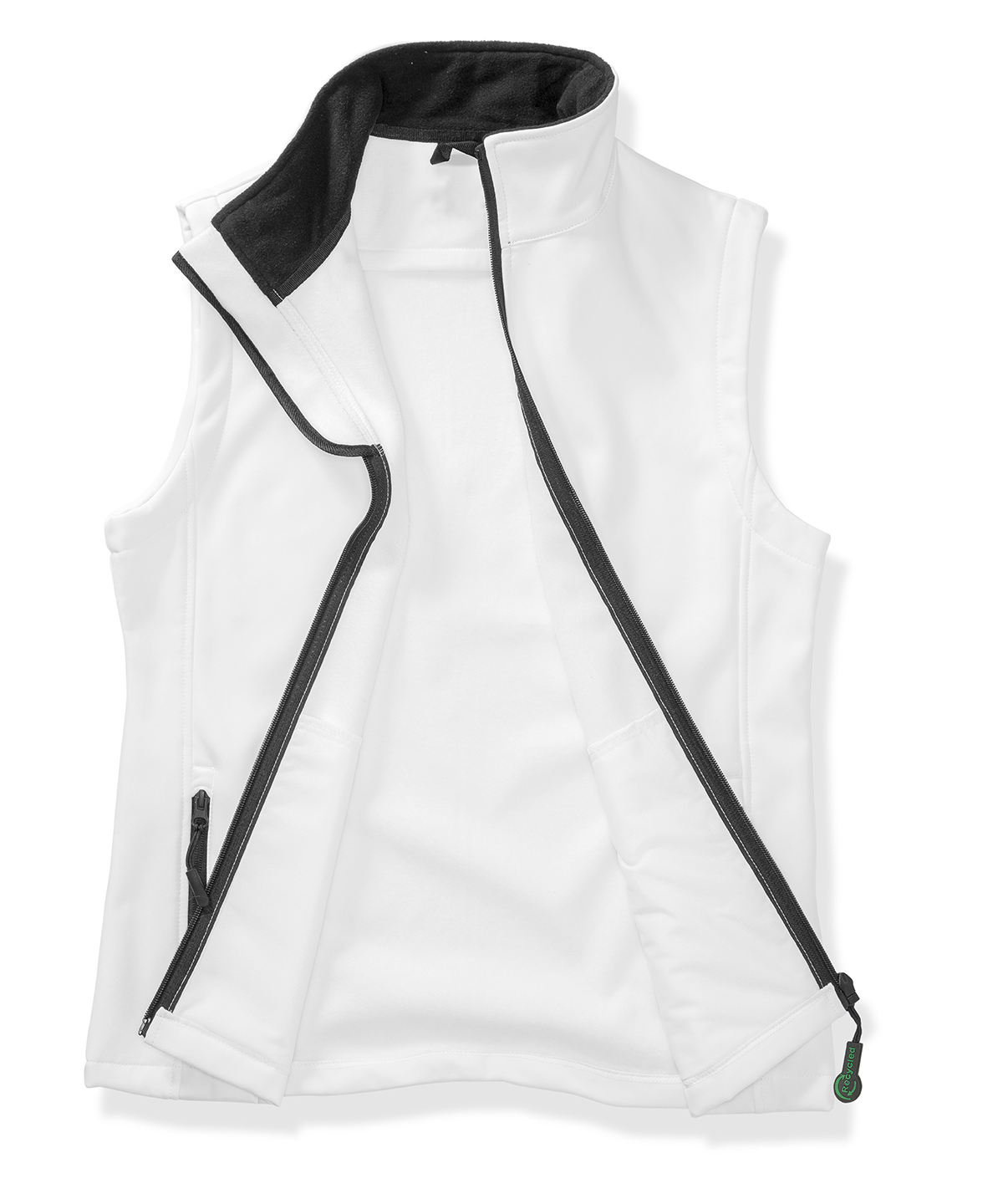 Womens printable softshell bodywarmer with recycled fleece inner - White/Black