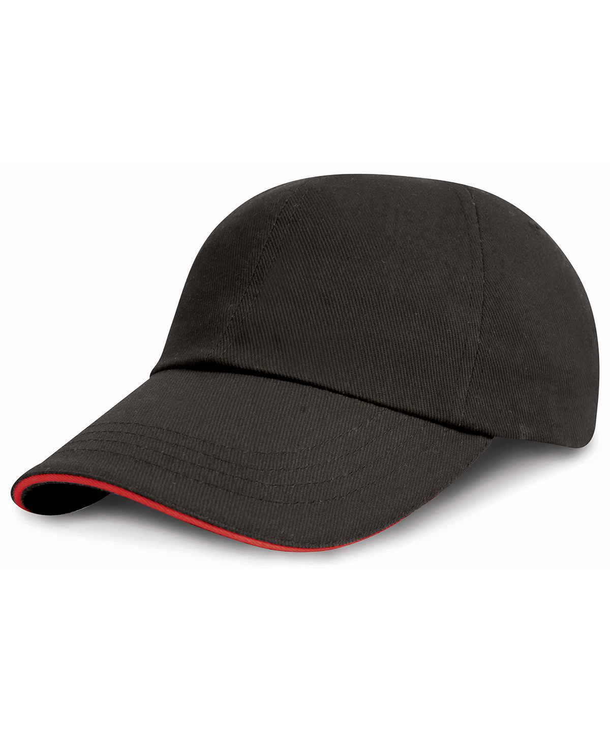 Result Low Profile Heavy Brushed Cotton Cap - Black/Red