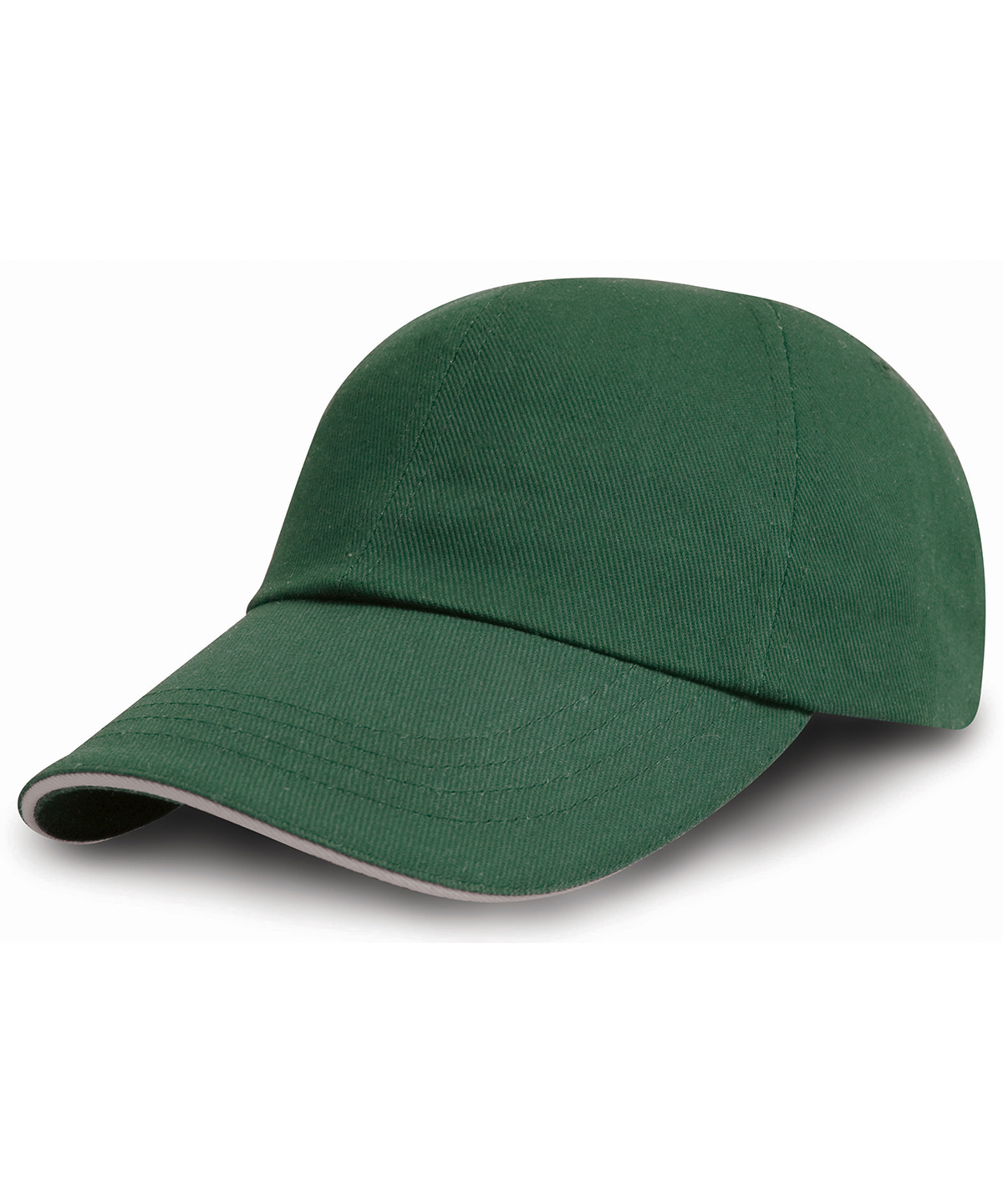 Brushed coton printers/embroiderers cap with sandwich peak - Forest/Putty