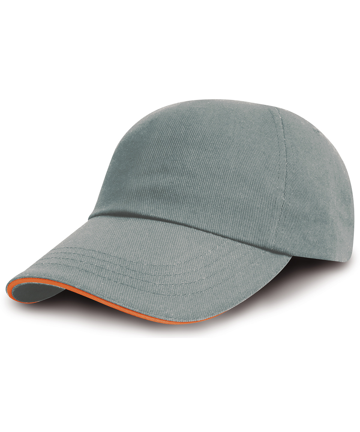 Brushed coton printers/embroiderers cap with sandwich peak - Heather/Amber
