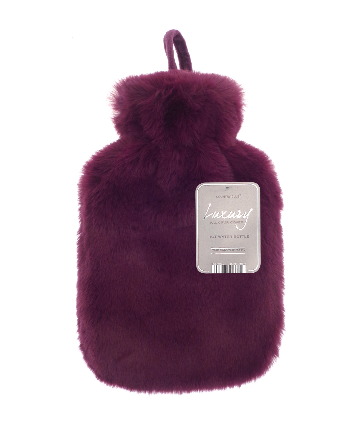 Super luxury faux fur hot water bottle and cover - Plum