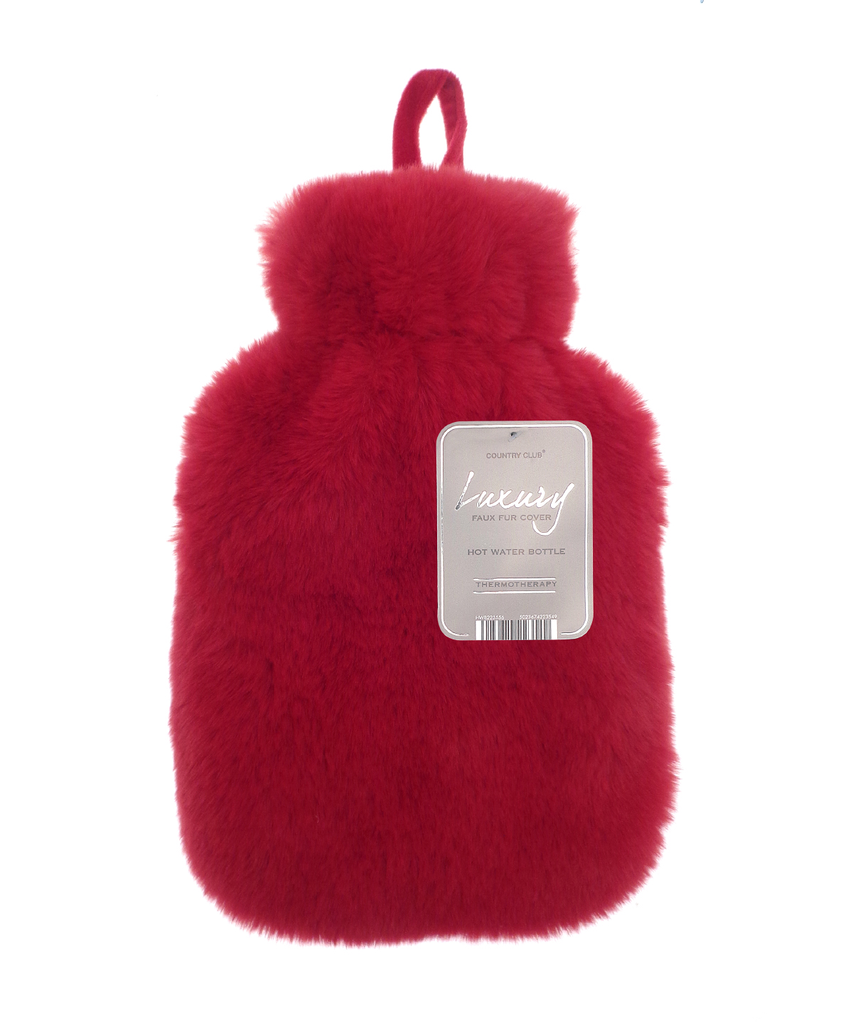 Super luxury faux fur hot water bottle and cover - Scarlet Red