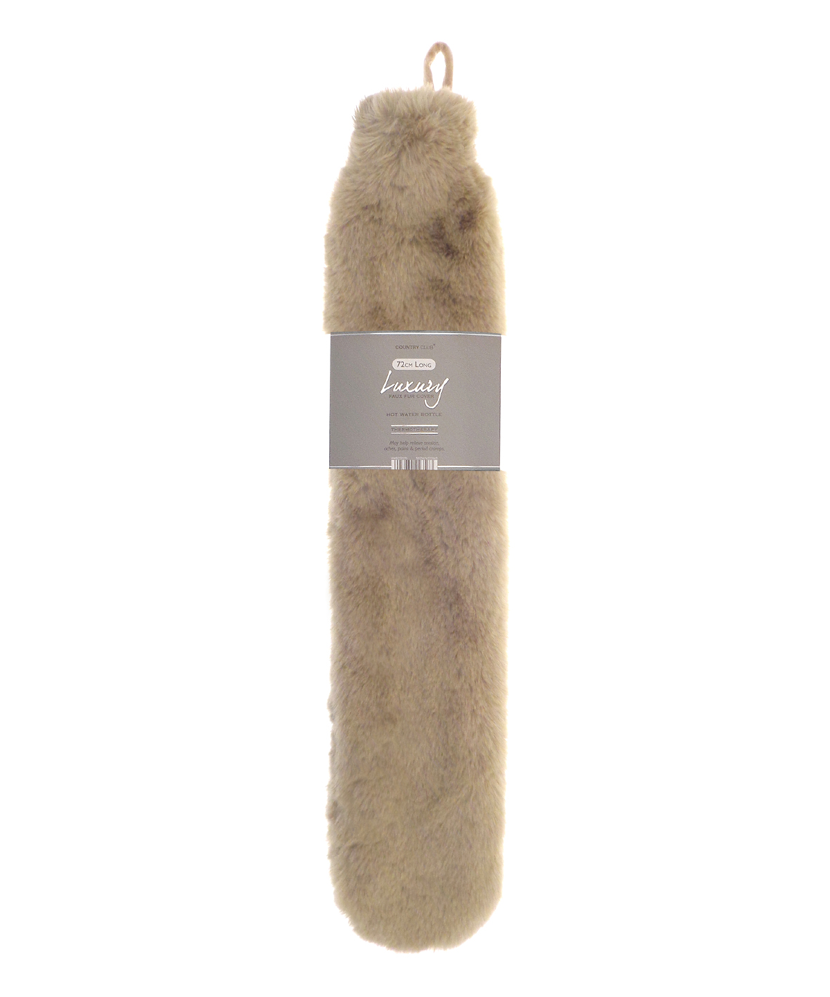 Super luxury faux fur long hot water bottle and cover - Natural