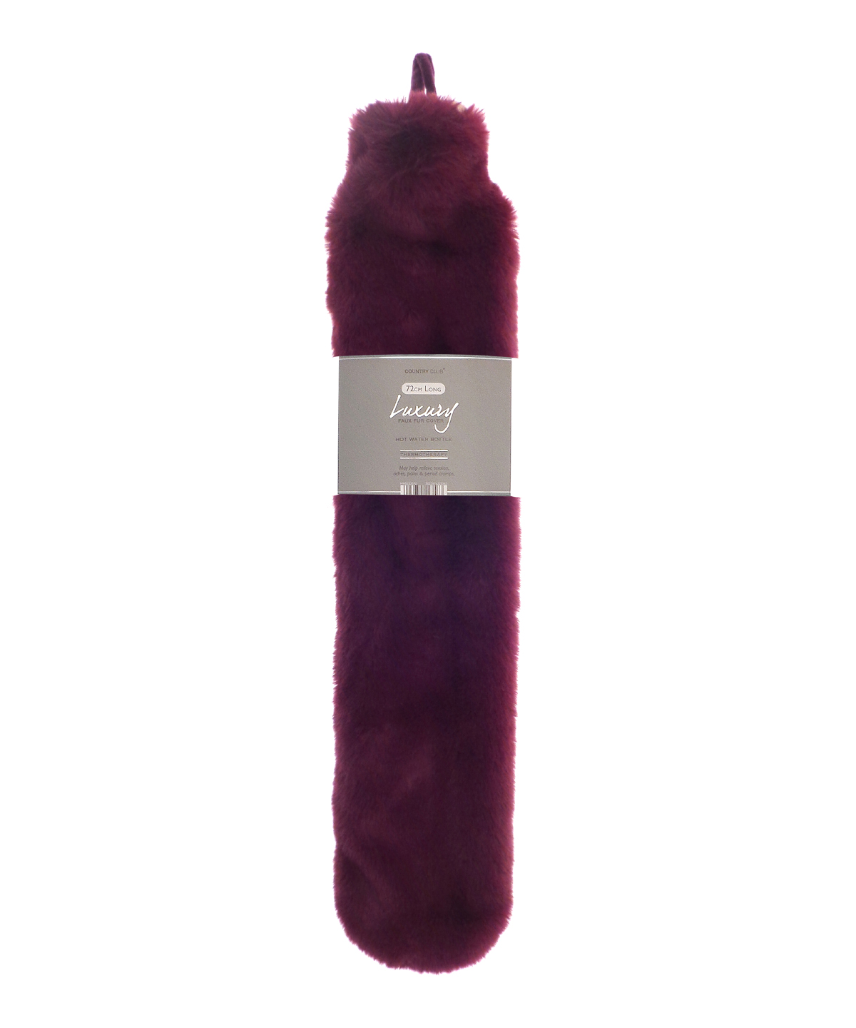 Super luxury faux fur long hot water bottle and cover - Plum