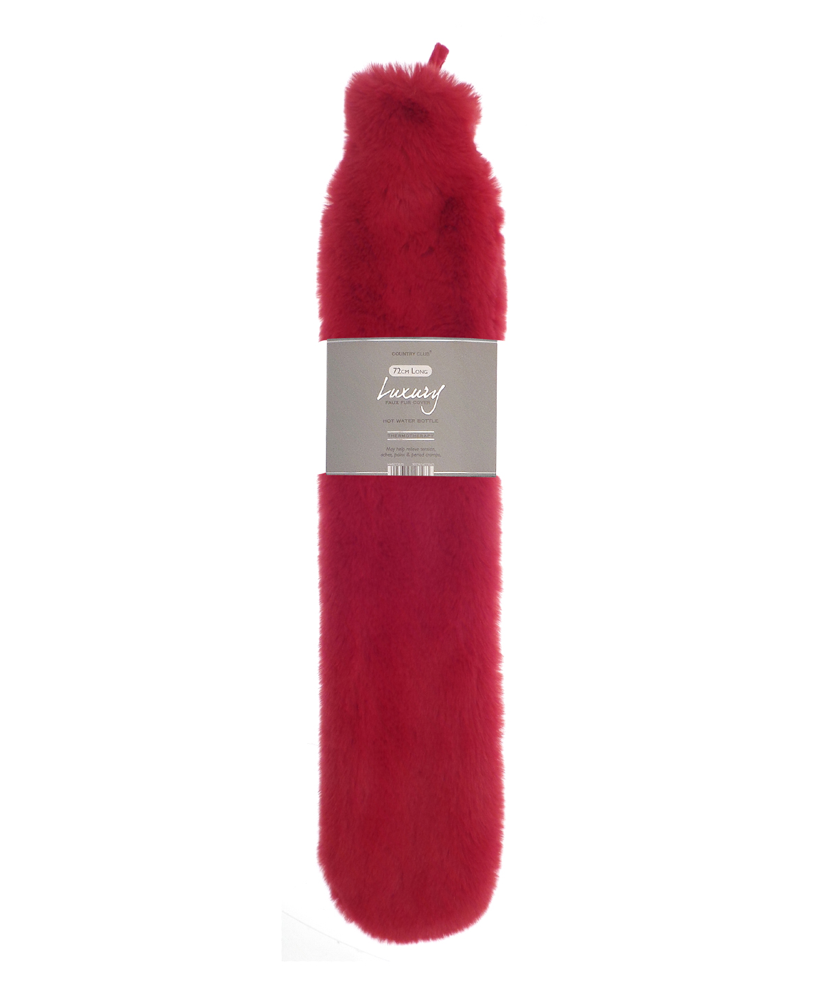 Super luxury faux fur long hot water bottle and cover - Scarlet Red