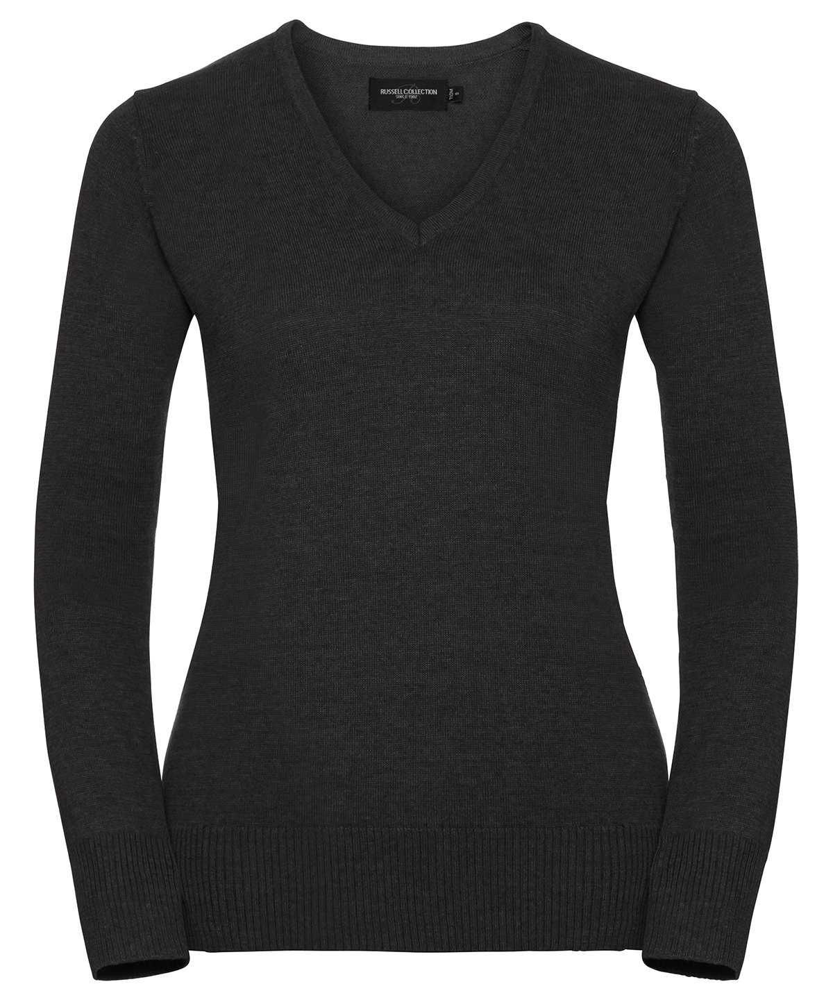 Women's v-neck knitted sweater - Charcoal Marl