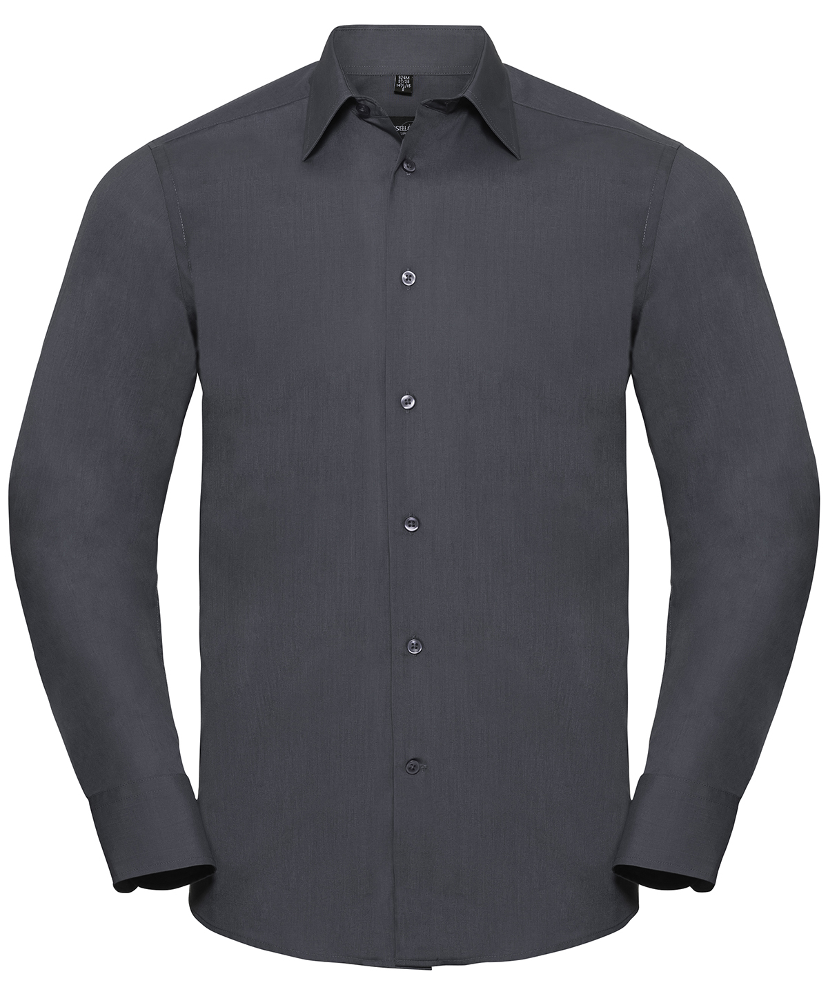 Long sleeve polycotton easycare fitted poplin shirt - Convoy Grey