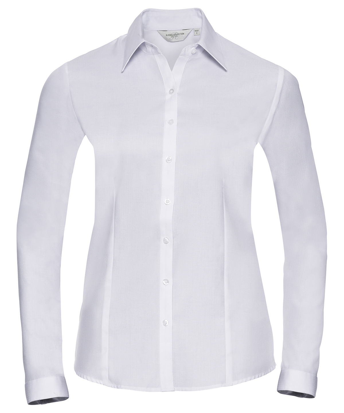 Women's long sleeve herringbone shirt - White