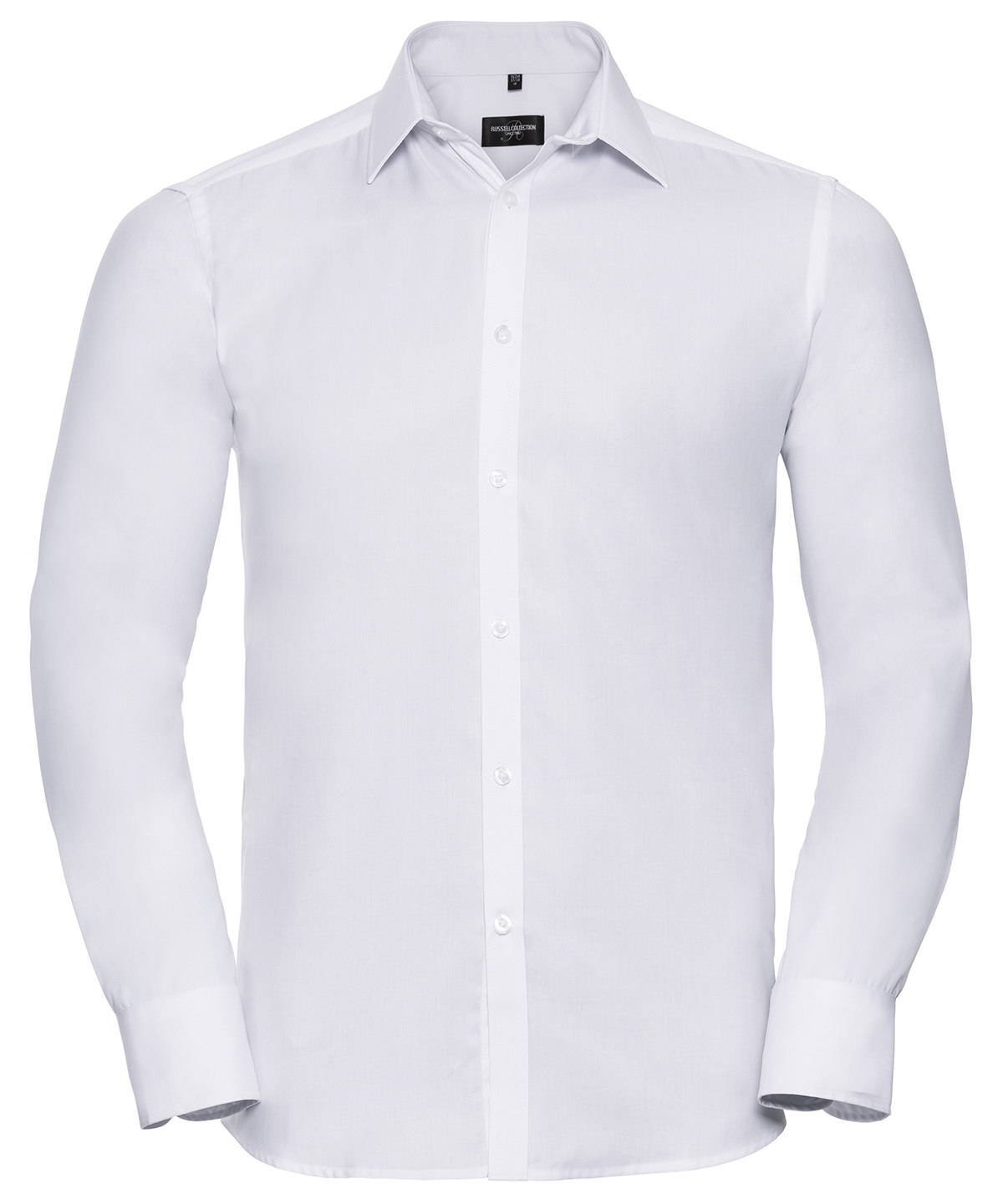 Long sleeve herringbone shirt - White