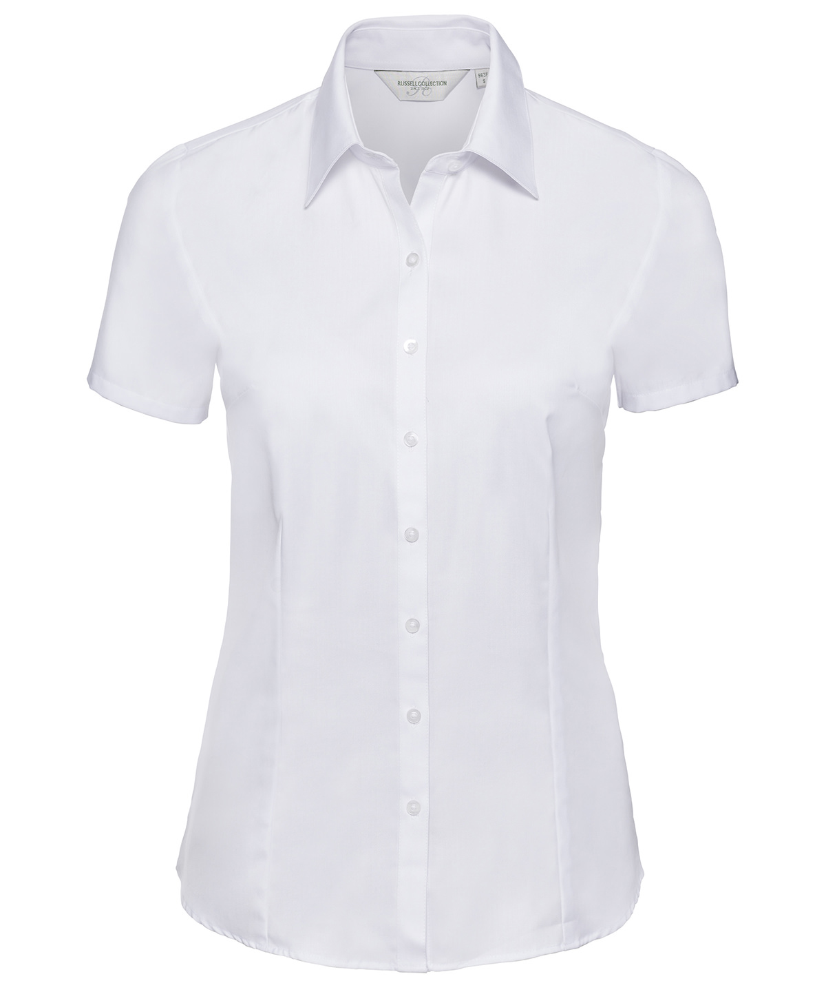 Women's short sleeve herringbone shirt - White