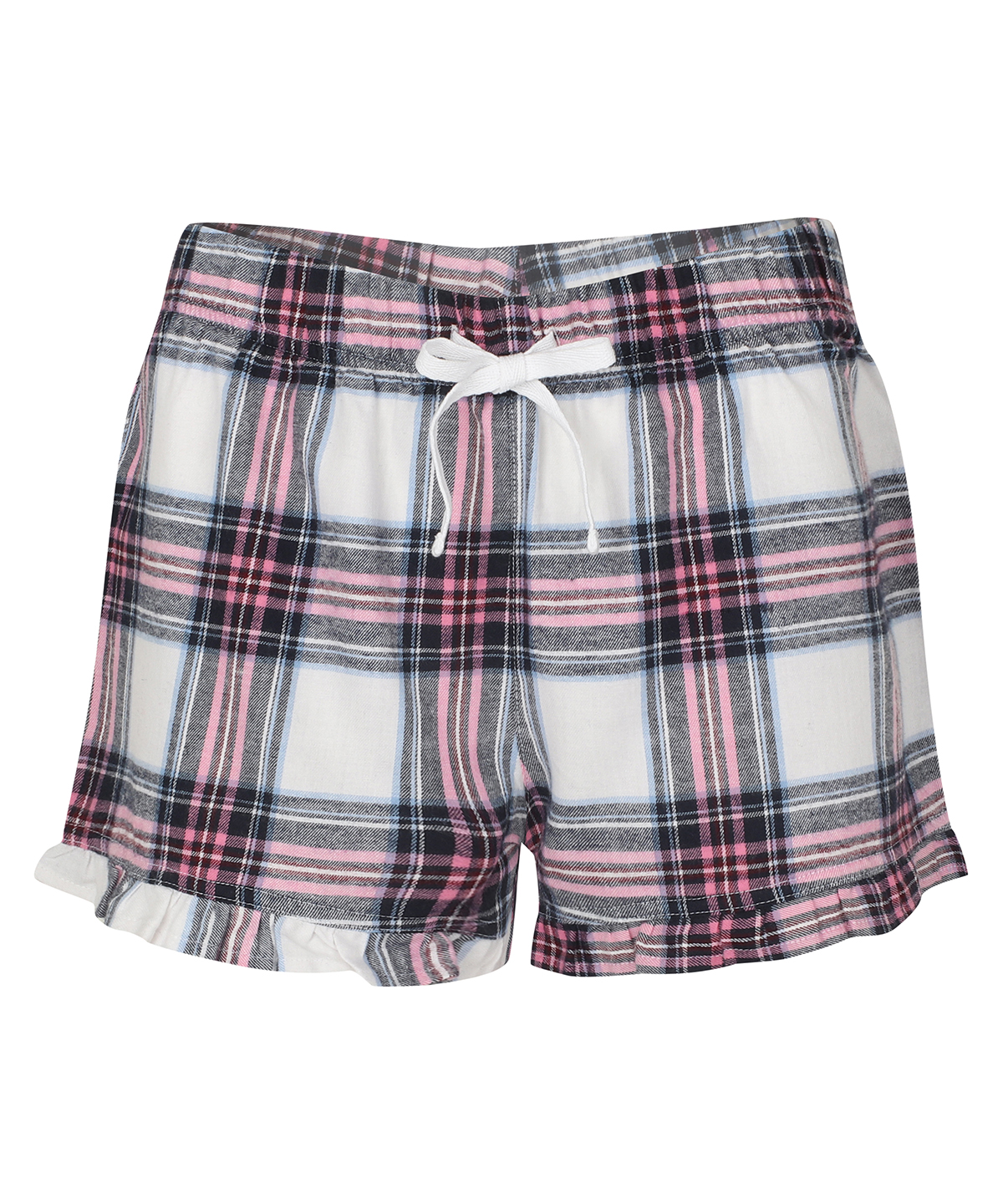 Women's tartan frill shorts - White/Pink Check