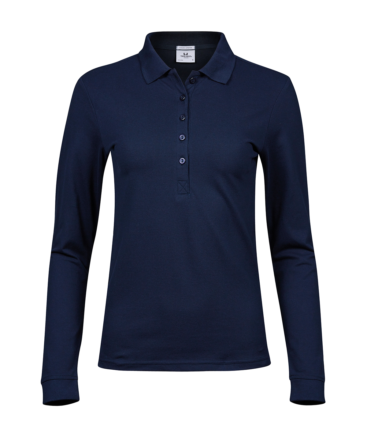 Women’s luxury stretch long sleeve polo (146) - Navy