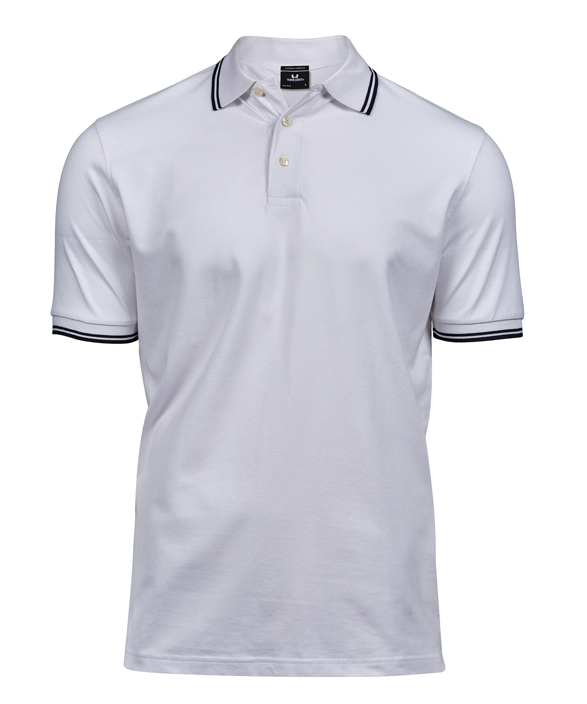 Luxury stripe stretch polo (1407) - White/Navy