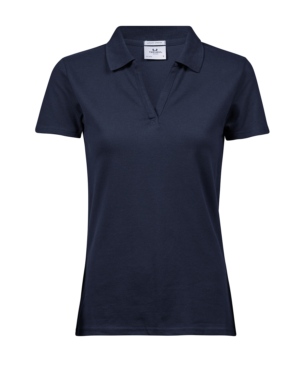 Women’s luxury stretch v-neck polo (1409) - Navy