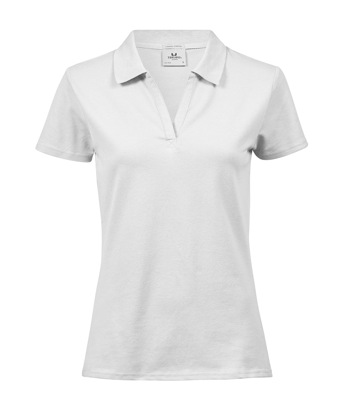 Women’s luxury stretch v-neck polo (1409) - White