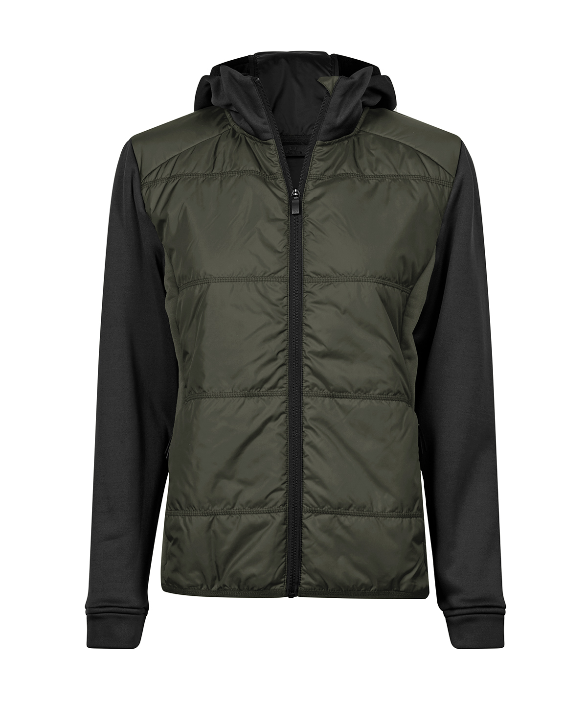 Women’s hybrid-stretch hooded jacket (9113) - Deep Green/Black