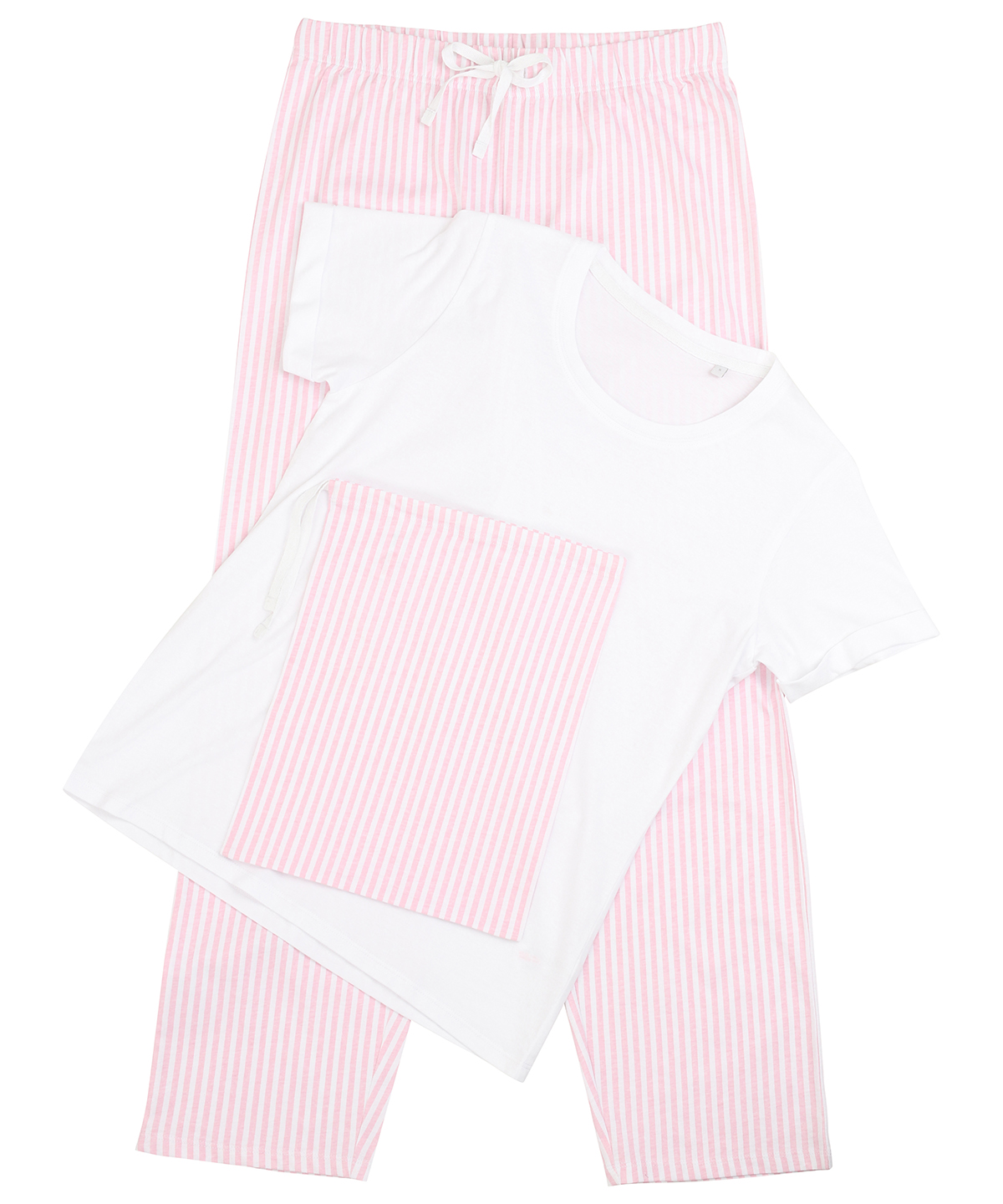 Women's long pant pyjama set (in a bag) - White/Pink/White Stripe