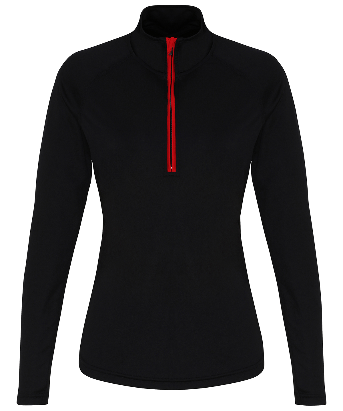 Women's TriDri® long sleeve performance ¼ zip - Black/Red