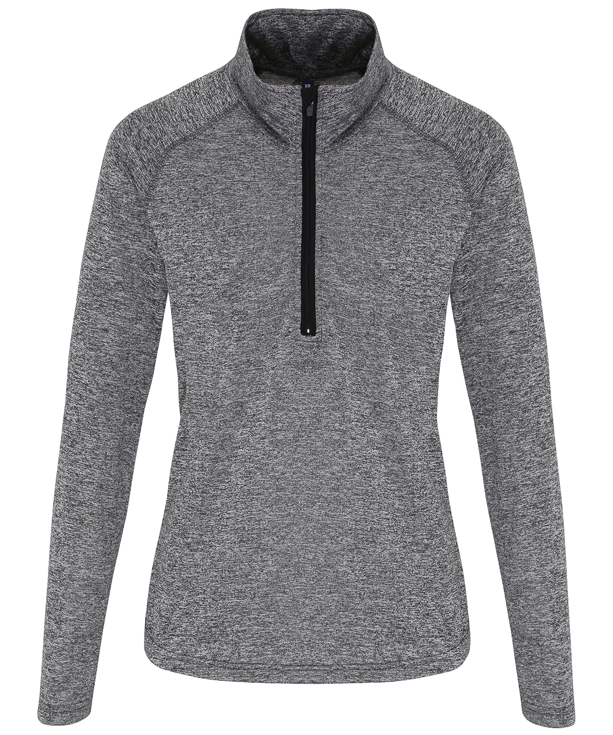 Women's TriDri® long sleeve performance ¼ zip - Black Melange/Black