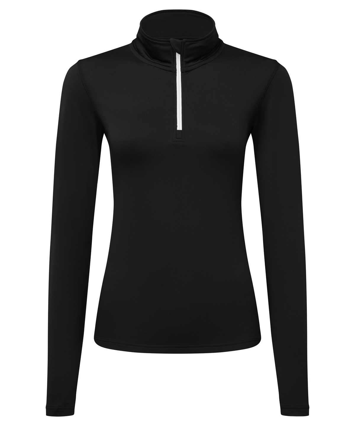 Women's TriDri® recycled long sleeve brushed back ¼ zip - Black/White