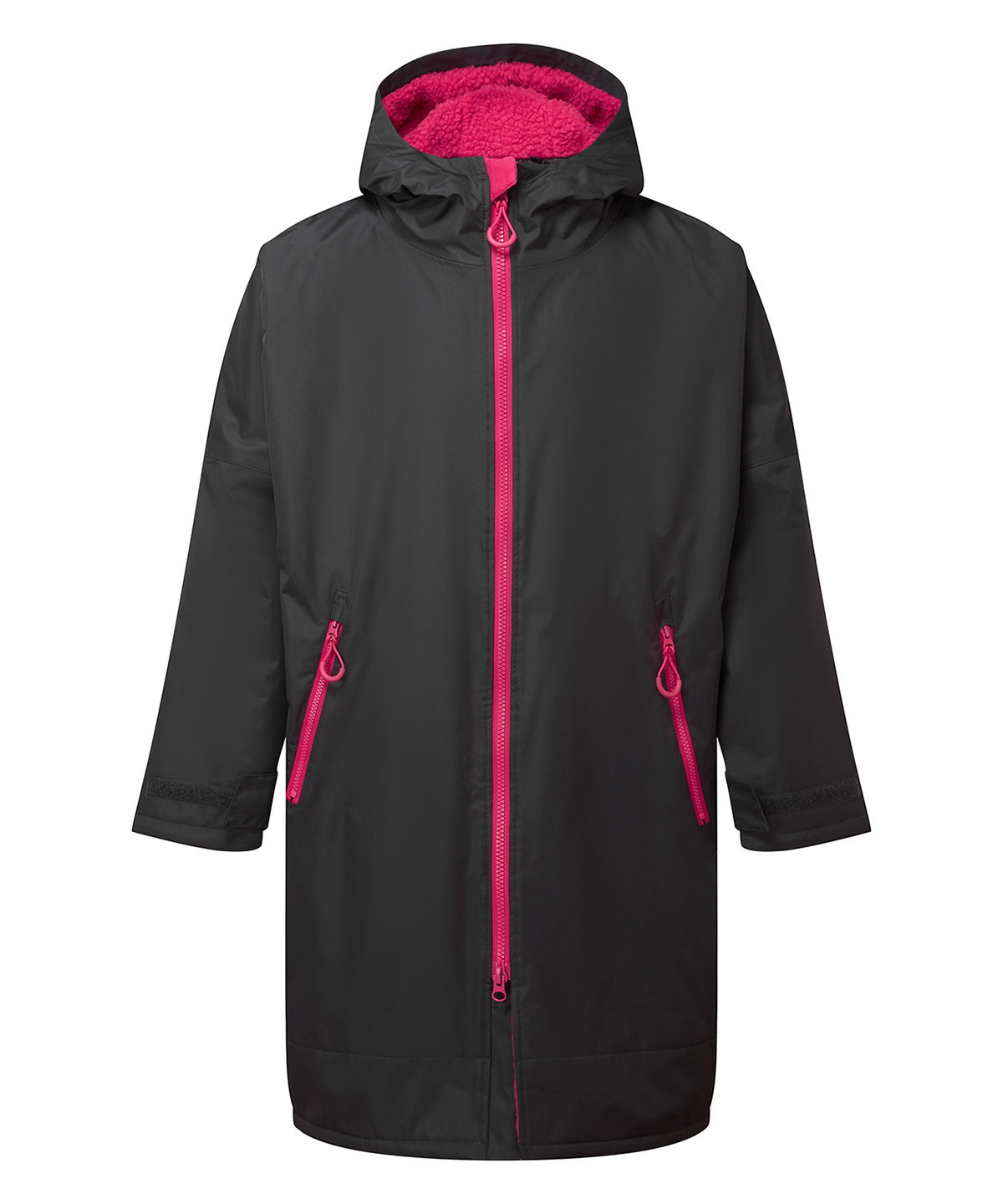 Tridri® Recycled all-seasons waterproof changing robe - Charcoal/Hot Pink