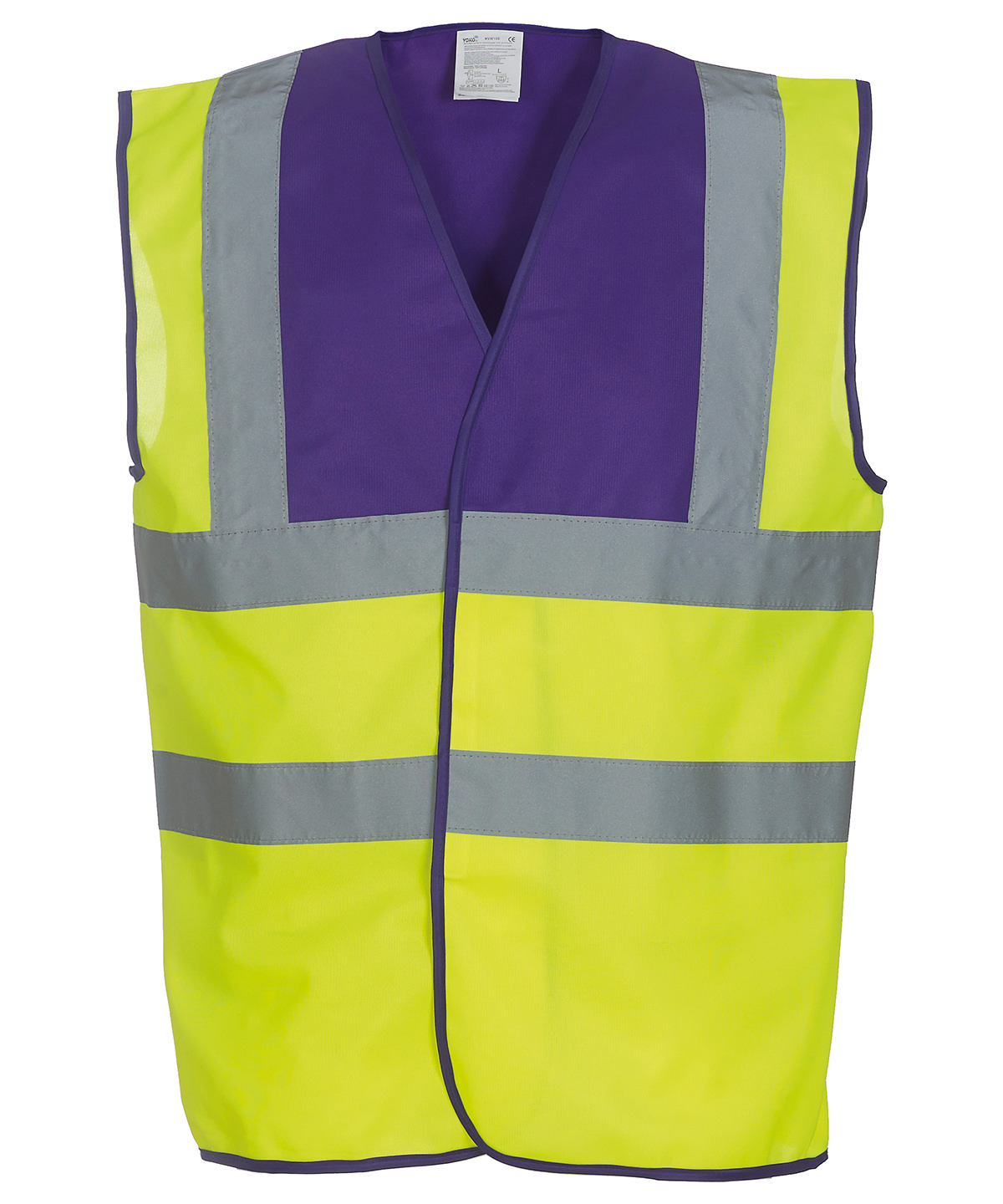 Hi-vis 2-band-and-braces waistcoat (HVW100) - Purple Yoke/Yellow