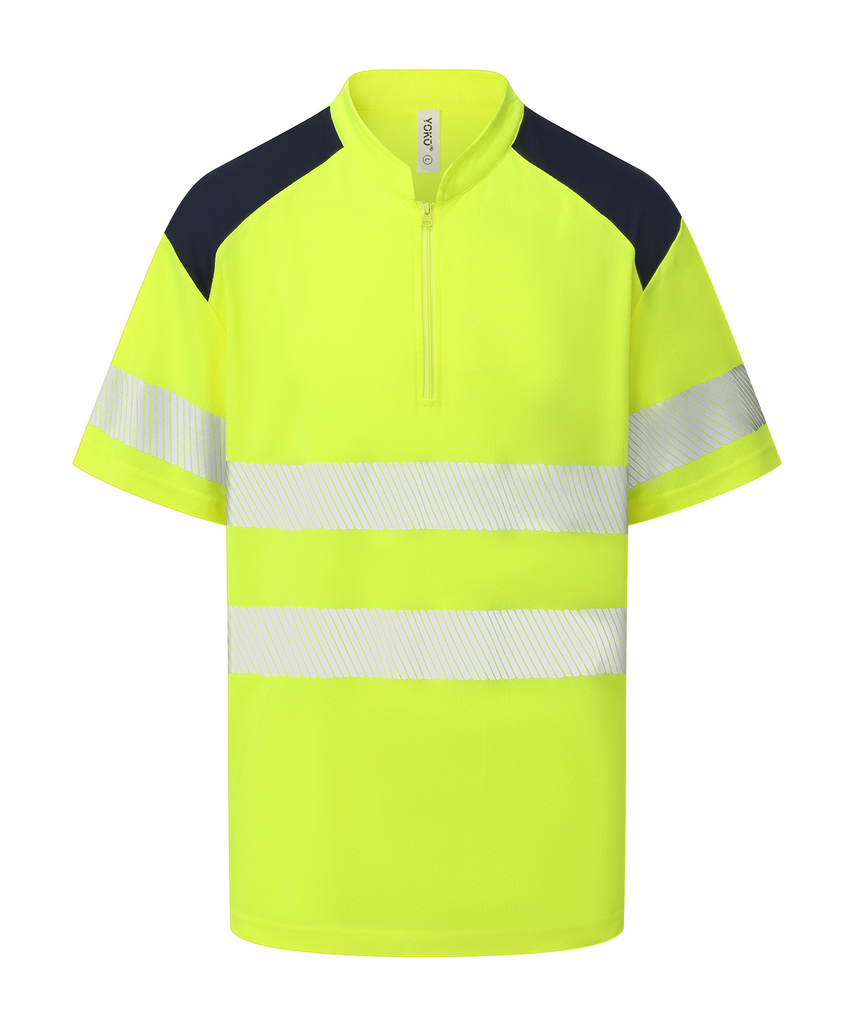 Hi-vis mandarin collar zip neck comfort trim polo (HVJ230) - Hi-vis Yellow