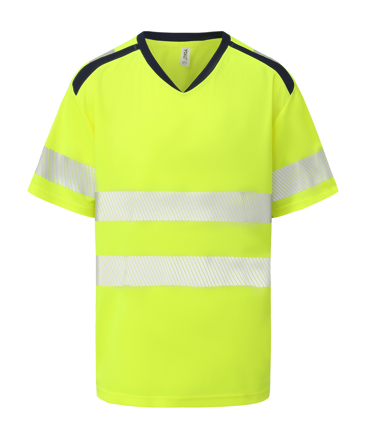 Hi-vis mandarin collar comfort trim t-shirt (HVJ430) - Hi-vis Yellow