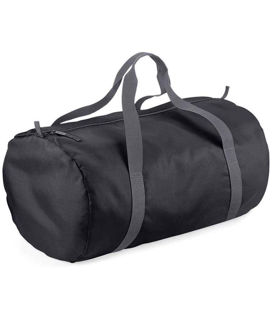 BagBase Packaway Barrel Bag - Black/Graphite Grey