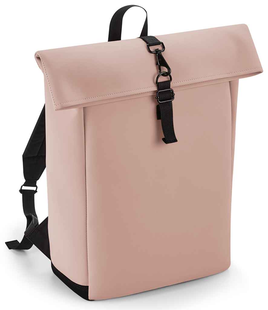 BagBase Matte PU Roll-Top Backpack - Nude Pink