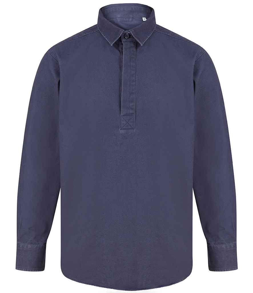 Front Row Pullover Drill Shirt - Washed Navy