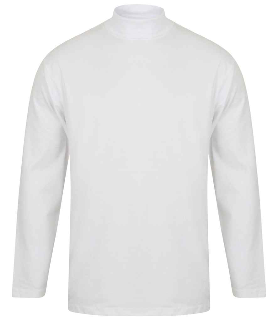 Henbury Long Sleeve Roll Neck Top - White
