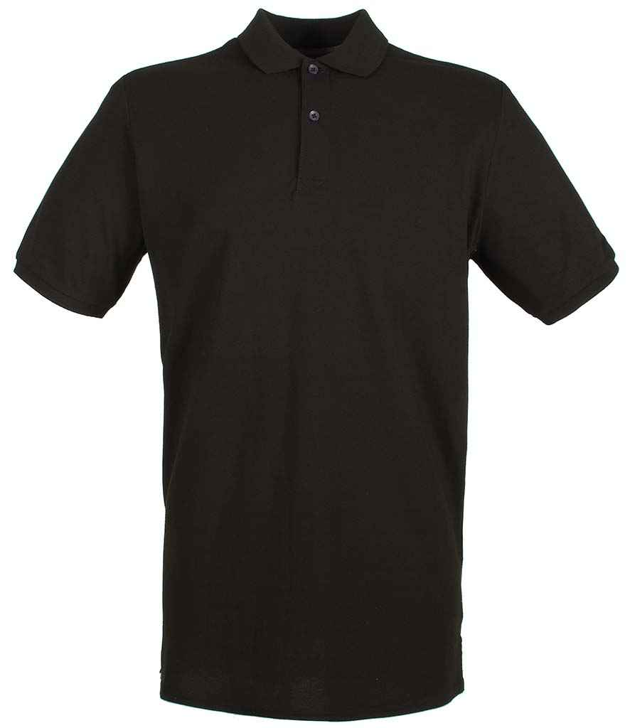 Henbury Modern Fit Cotton Piqué Polo Shirt - Black