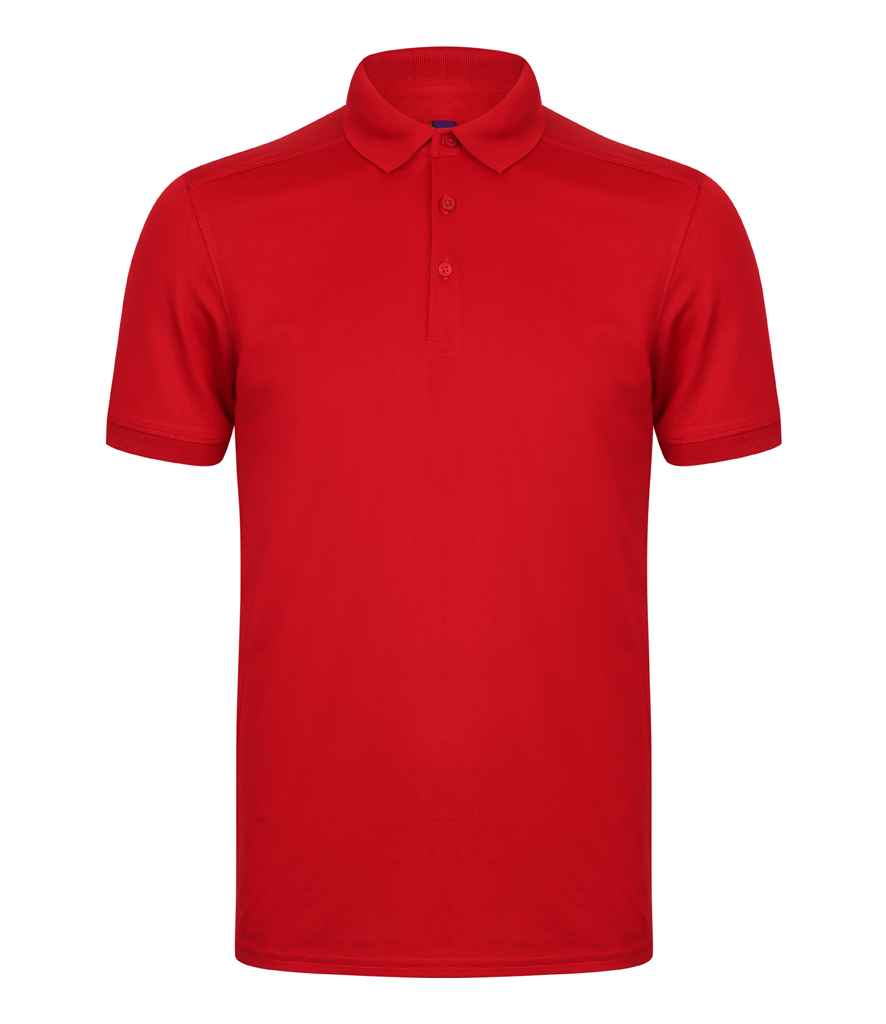 Henbury Slim Fit Stretch Microfine Piqué Polo Shirt - Red