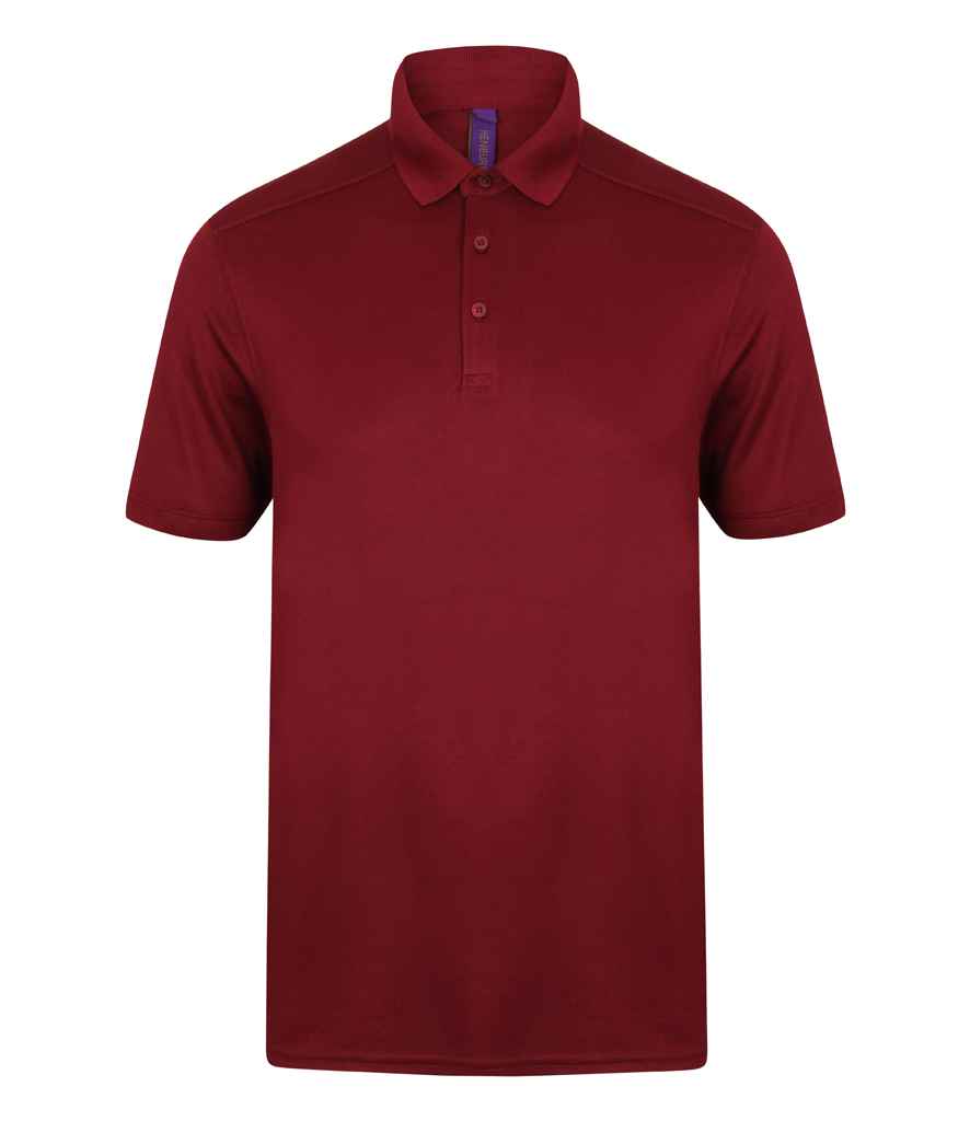 Henbury Slim Fit Stretch Microfine Piqué Polo Shirt - Burgundy