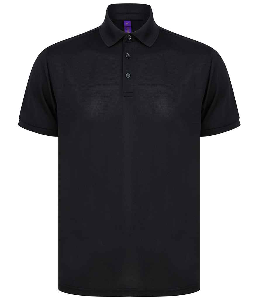 Henbury Recycled Polyester Piqué Polo Shirt - Black
